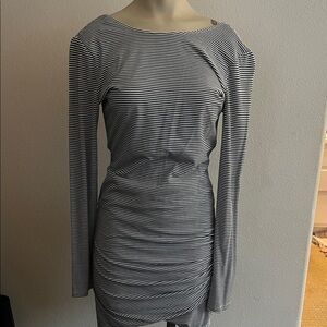 Striped Black and White Long Sleeve Dress